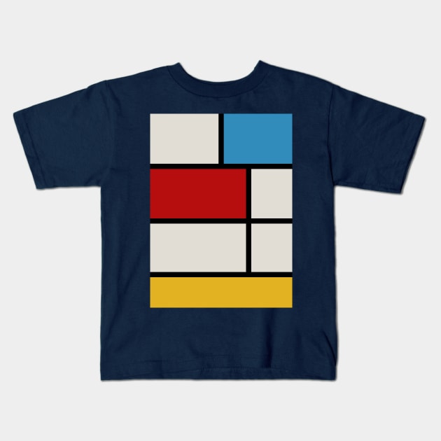 Art Lover Mondrian Style Abstract Geometry Kids T-Shirt by Blue Planet Boutique